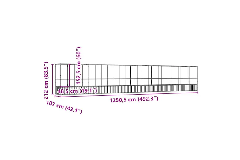 Vidaxl Aviary With Extension Silver 12505x107x212 Cm Steel Vidaxl Aviary With Extension Silver 12505x107x212 Cm Steel