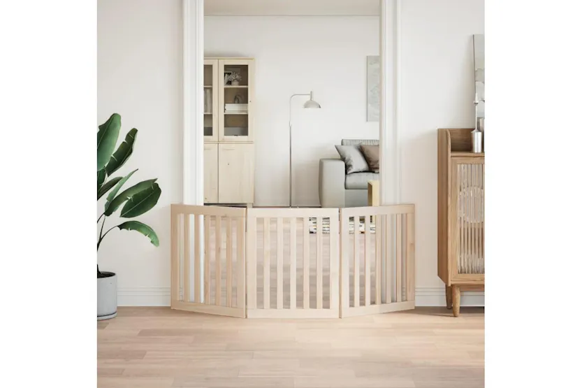 Vidaxl Dog Gate Foldable 3 Panels 150 Cm Poplar Wood Vidaxl Dog Gate Foldable 3 Panels 150 Cm Poplar Wood