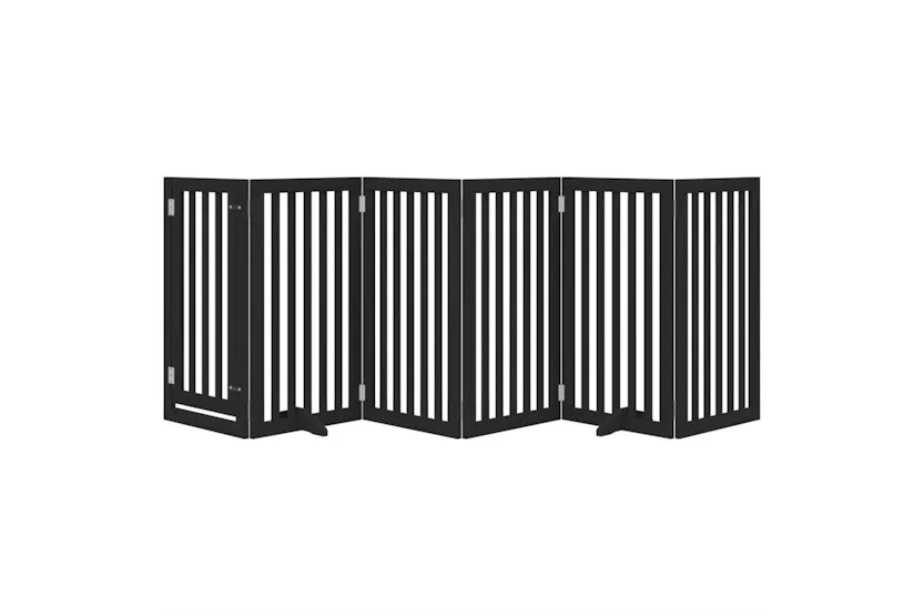 Vidaxl Dog Gate With Door Foldable 6 Panels Black 300 Cm Poplar Wood Vidaxl Dog Gate With Door Foldable 6 Panels Black 300 Cm Poplar Wood