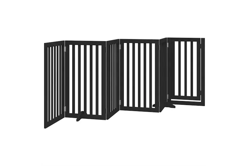 Vidaxl Dog Gate With Door Foldable 6 Panels Black 300 Cm Poplar Wood Vidaxl Dog Gate With Door Foldable 6 Panels Black 300 Cm Poplar Wood