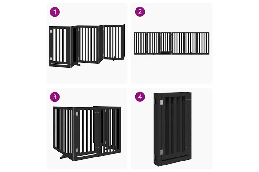 Vidaxl Dog Gate With Door Foldable 6 Panels Black 300 Cm Poplar Wood Vidaxl Dog Gate With Door Foldable 6 Panels Black 300 Cm Poplar Wood