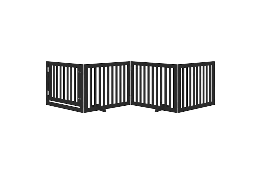 Vidaxl Dog Gate With Door Foldable 4 Panels Black 320 Cm Poplar Wood Vidaxl Dog Gate With Door Foldable 4 Panels Black 320 Cm Poplar Wood
