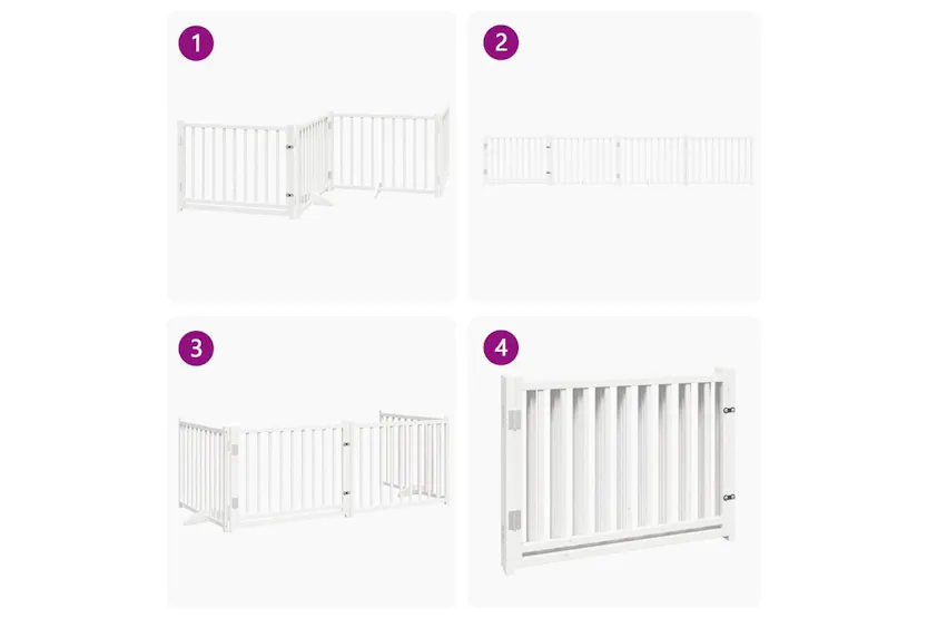 Vidaxl Dog Gate With Door Foldable 4 Panels White 320 Cm Solid Wood Fir Vidaxl Dog Gate With Door Foldable 4 Panels White 320 Cm Solid Wood Fir