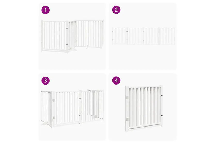 Vidaxl Dog Gate With Door Foldable 4 Panels White 320 Cm Solid Wood Fir Vidaxl Dog Gate With Door Foldable 4 Panels White 320 Cm Solid Wood Fir