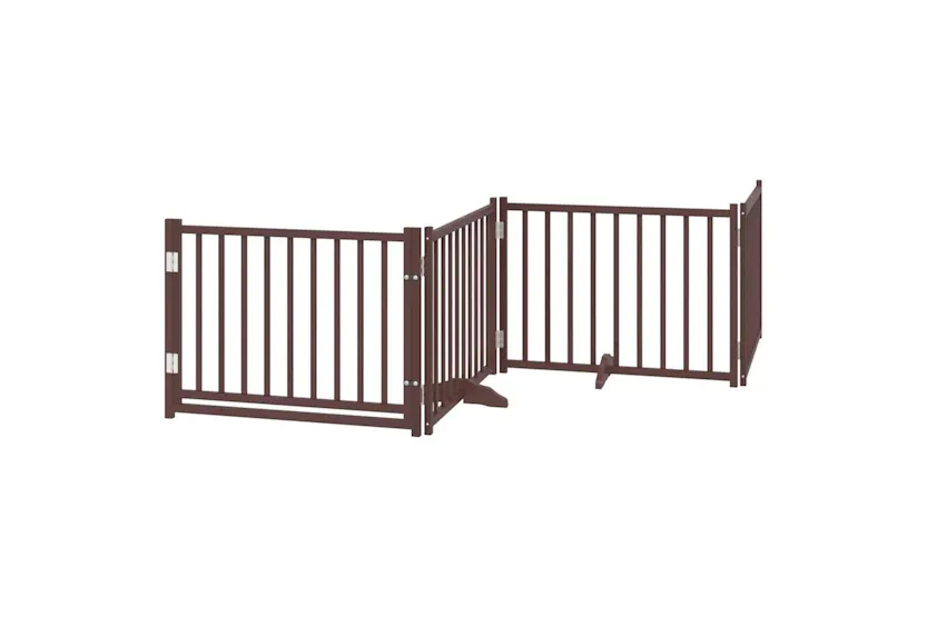 Vidaxl Dog Gate With Door Foldable 4 Panels Brown Oak 320 Cm Solid Wood Fir Vidaxl Dog Gate With Door Foldable 4 Panels Brown Oak 320 Cm Solid Wood Fir
