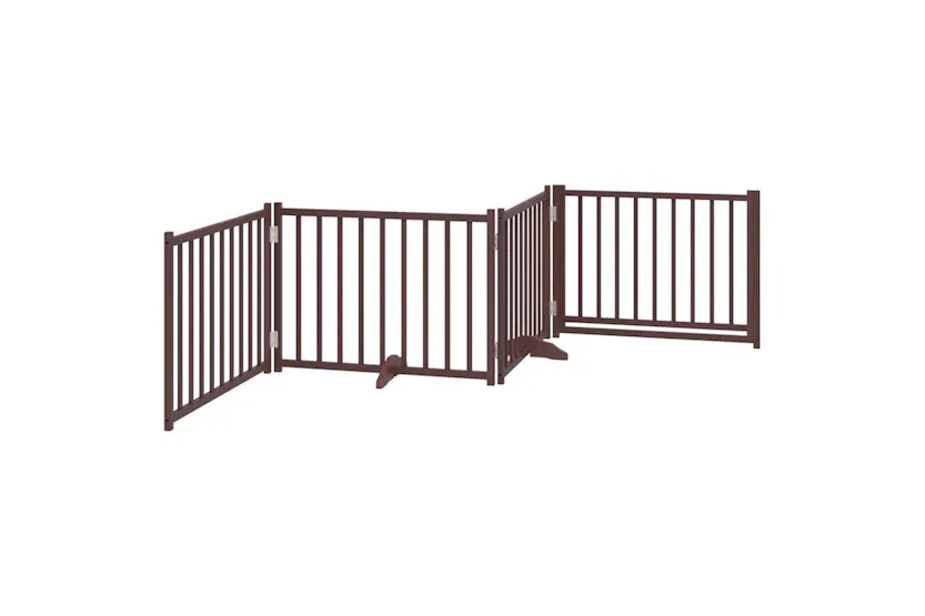 Vidaxl Dog Gate With Door Foldable 4 Panels Brown Oak 320 Cm Solid Wood Fir Vidaxl Dog Gate With Door Foldable 4 Panels Brown Oak 320 Cm Solid Wood Fir