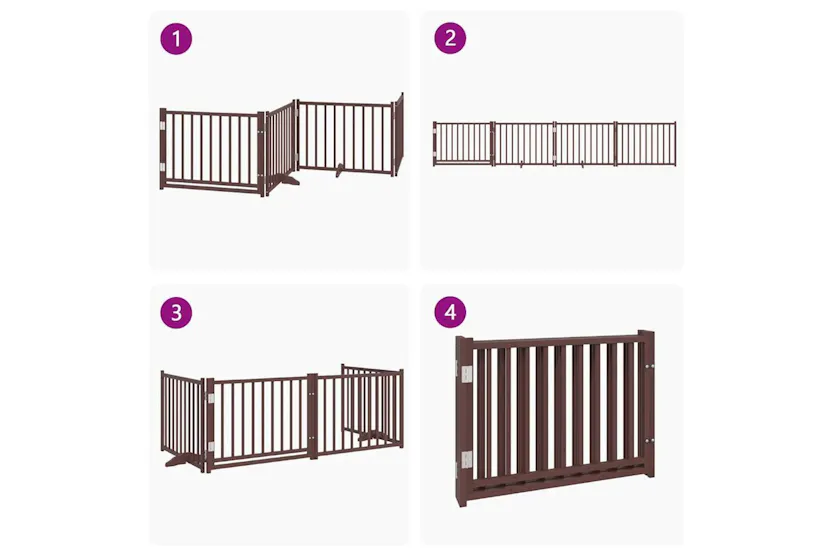 Vidaxl Dog Gate With Door Foldable 4 Panels Brown Oak 320 Cm Solid Wood Fir Vidaxl Dog Gate With Door Foldable 4 Panels Brown Oak 320 Cm Solid Wood Fir
