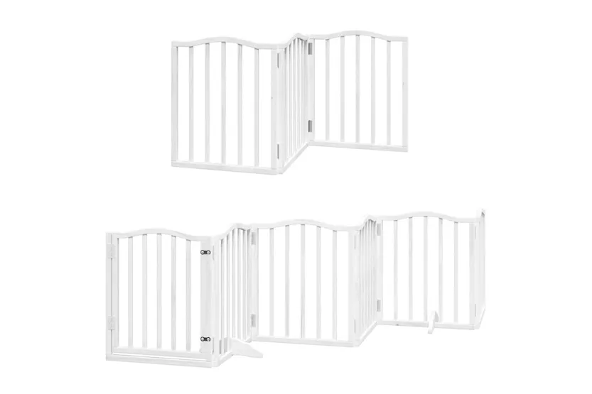 Vidaxl Dog Gate With Door Foldable 9 Panels White 450 Cm Poplar Wood Vidaxl Dog Gate With Door Foldable 9 Panels White 450 Cm Poplar Wood