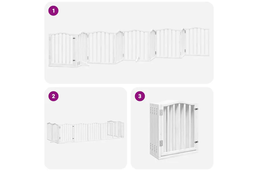 Vidaxl Dog Gate With Door Foldable 9 Panels White 450 Cm Poplar Wood Vidaxl Dog Gate With Door Foldable 9 Panels White 450 Cm Poplar Wood