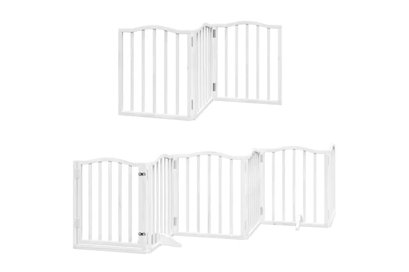 Vidaxl Dog Gate With Door Foldable 15 Panels White 750 Cm Poplar Wood Vidaxl Dog Gate With Door Foldable 15 Panels White 750 Cm Poplar Wood