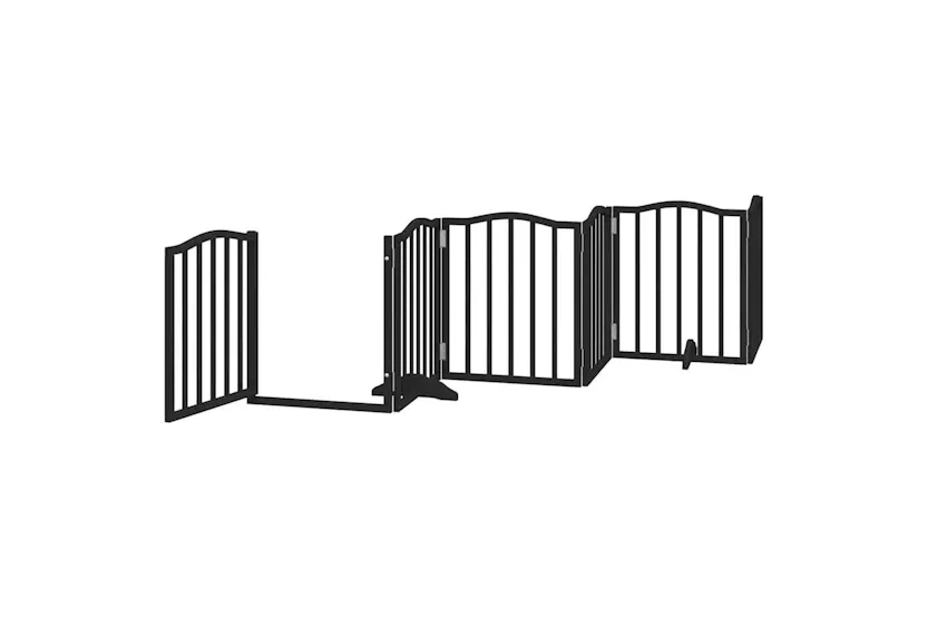 Vidaxl Dog Gate With Door Foldable 12 Panels Black 600 Cm Poplar Wood Vidaxl Dog Gate With Door Foldable 12 Panels Black 600 Cm Poplar Wood