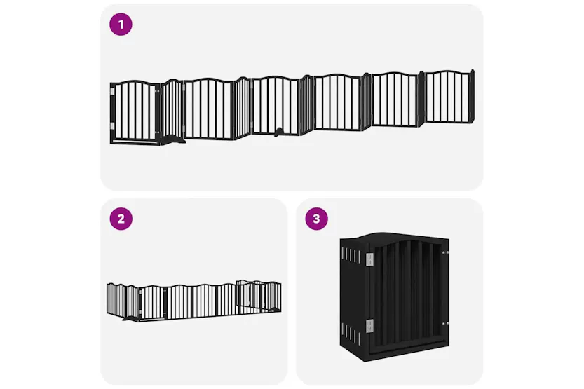 Vidaxl Dog Gate With Door Foldable 12 Panels Black 600 Cm Poplar Wood Vidaxl Dog Gate With Door Foldable 12 Panels Black 600 Cm Poplar Wood