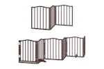 Vidaxl Dog Gate With Door Foldable 9 Panels Brown 450 Cm Poplar Wood Vidaxl Dog Gate With Door Foldable 9 Panels Brown 450 Cm Poplar Wood