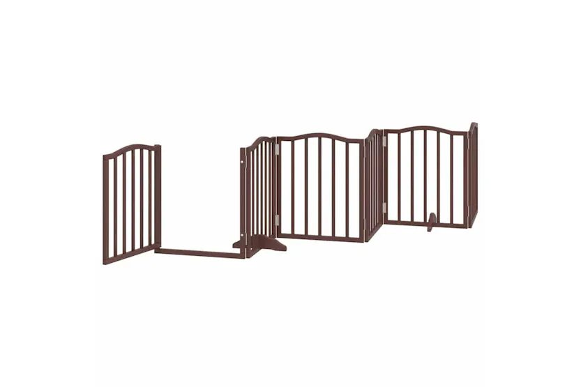 Vidaxl Dog Gate With Door Foldable 9 Panels Brown 450 Cm Poplar Wood Vidaxl Dog Gate With Door Foldable 9 Panels Brown 450 Cm Poplar Wood