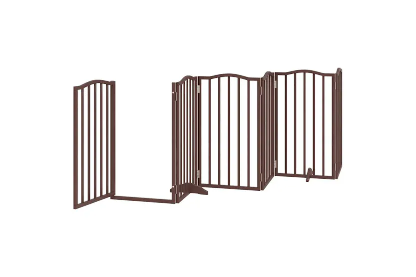 Vidaxl Dog Gate With Door Foldable 15 Panels Brown 750 Cm Poplar Wood Vidaxl Dog Gate With Door Foldable 15 Panels Brown 750 Cm Poplar Wood