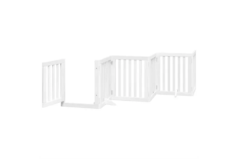 Vidaxl Dog Gate With Door Foldable 12 Panels White 600 Cm Poplar Wood Vidaxl Dog Gate With Door Foldable 12 Panels White 600 Cm Poplar Wood