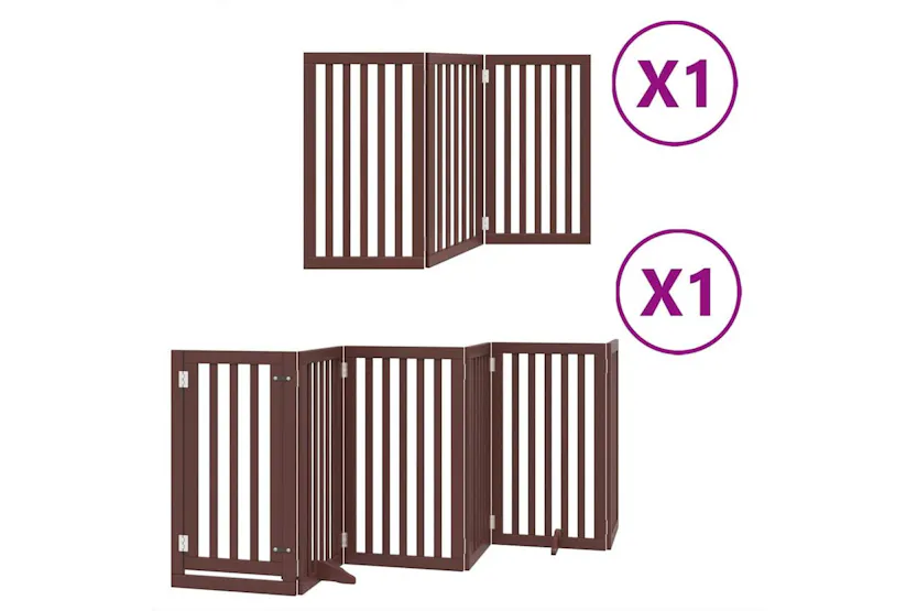 Vidaxl Dog Gate With Door Foldable 9 Panels Brown 450 Cm Poplar Wood Vidaxl Dog Gate With Door Foldable 9 Panels Brown 450 Cm Poplar Wood