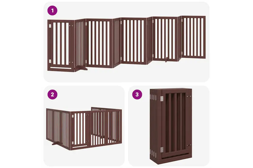 Vidaxl Dog Gate With Door Foldable 9 Panels Brown 450 Cm Poplar Wood Vidaxl Dog Gate With Door Foldable 9 Panels Brown 450 Cm Poplar Wood