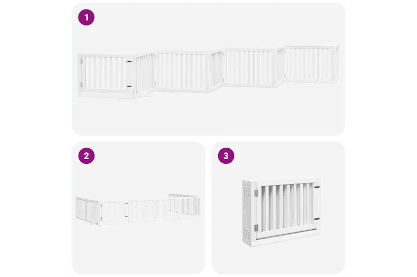 Vidaxl Dog Gate With Door Foldable 8 Panels White 640 Cm Poplar Wood Vidaxl Dog Gate With Door Foldable 8 Panels White 640 Cm Poplar Wood