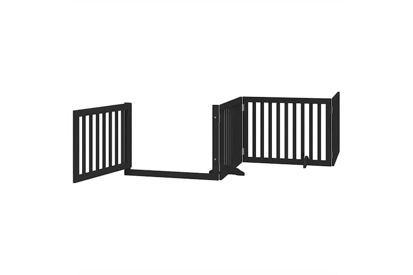 Vidaxl Dog Gate With Door Foldable 6 Panels Black 480 Cm Poplar Wood Vidaxl Dog Gate With Door Foldable 6 Panels Black 480 Cm Poplar Wood
