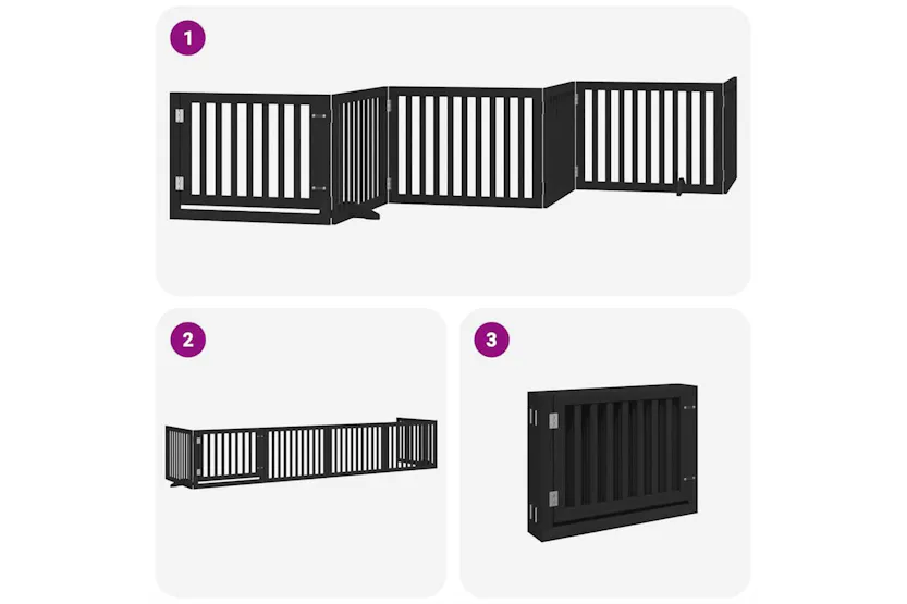 Vidaxl Dog Gate With Door Foldable 6 Panels Black 480 Cm Poplar Wood Vidaxl Dog Gate With Door Foldable 6 Panels Black 480 Cm Poplar Wood