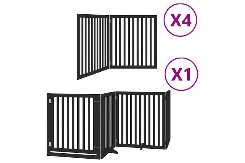 Vidaxl Dog Gate With Door Foldable 12 Panels Black 960 Cm Poplar Wood Vidaxl Dog Gate With Door Foldable 12 Panels Black 960 Cm Poplar Wood
