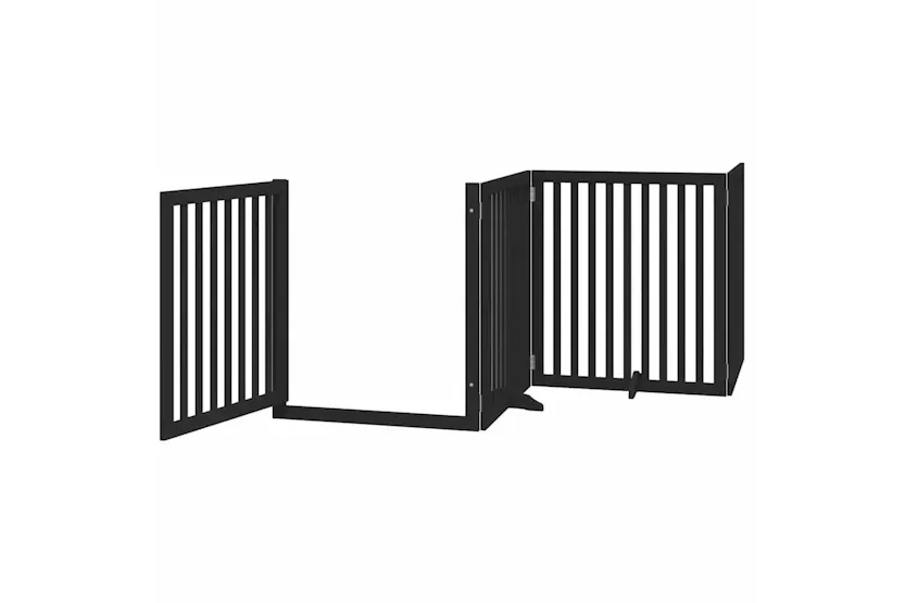 Vidaxl Dog Gate With Door Foldable 12 Panels Black 960 Cm Poplar Wood Vidaxl Dog Gate With Door Foldable 12 Panels Black 960 Cm Poplar Wood