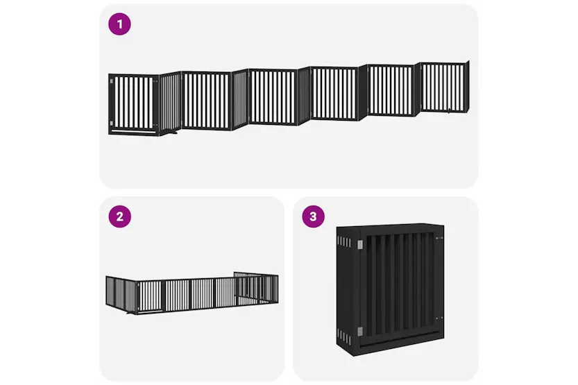 Vidaxl Dog Gate With Door Foldable 12 Panels Black 960 Cm Poplar Wood Vidaxl Dog Gate With Door Foldable 12 Panels Black 960 Cm Poplar Wood