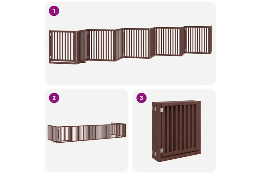 Vidaxl Dog Gate With Door Foldable 10 Panels Brown 800 Cm Poplar Wood Vidaxl Dog Gate With Door Foldable 10 Panels Brown 800 Cm Poplar Wood