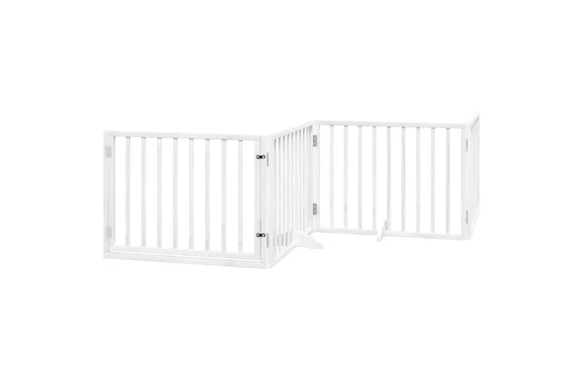 Vidaxl Dog Gate With Door Foldable 4 Panels White 320 Cm Poplar Wood Vidaxl Dog Gate With Door Foldable 4 Panels White 320 Cm Poplar Wood