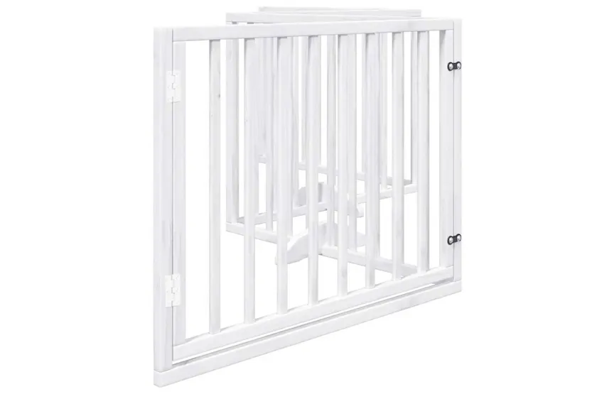 Vidaxl Dog Gate With Door Foldable 4 Panels White 320 Cm Poplar Wood Vidaxl Dog Gate With Door Foldable 4 Panels White 320 Cm Poplar Wood