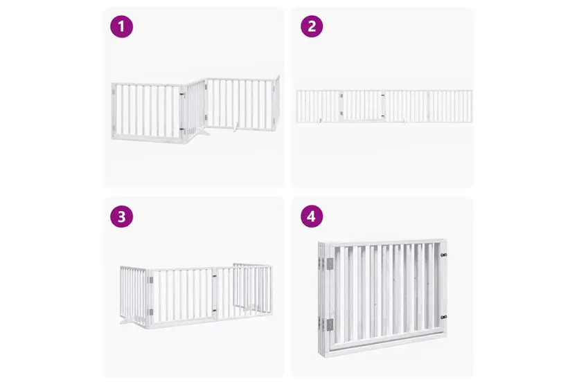 Vidaxl Dog Gate With Door Foldable 4 Panels White 320 Cm Poplar Wood Vidaxl Dog Gate With Door Foldable 4 Panels White 320 Cm Poplar Wood