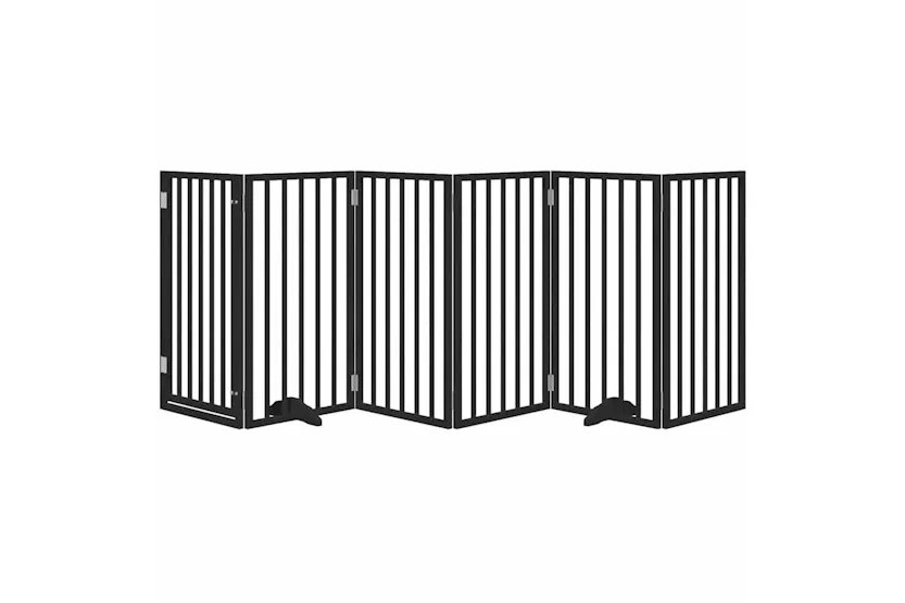 Vidaxl Dog Gate With Door Foldable 6 Panels Black 300 Cm Poplar Wood Vidaxl Dog Gate With Door Foldable 6 Panels Black 300 Cm Poplar Wood