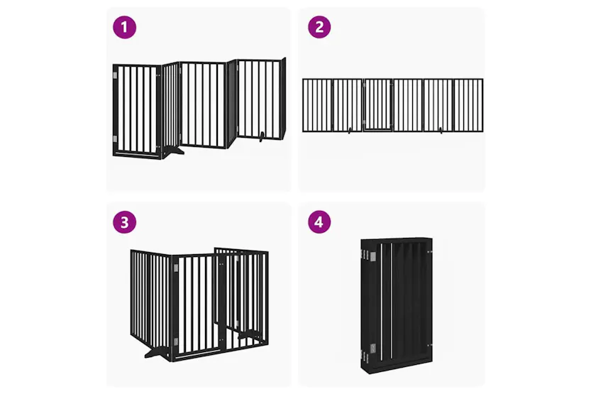 Vidaxl Dog Gate With Door Foldable 6 Panels Black 300 Cm Poplar Wood Vidaxl Dog Gate With Door Foldable 6 Panels Black 300 Cm Poplar Wood