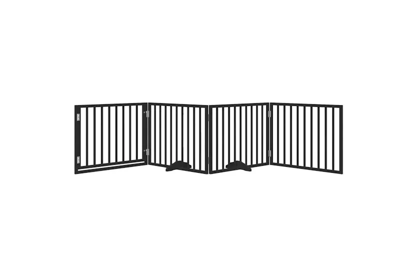 Vidaxl Dog Gate With Door Foldable 4 Panels Black 320 Cm Poplar Wood Vidaxl Dog Gate With Door Foldable 4 Panels Black 320 Cm Poplar Wood