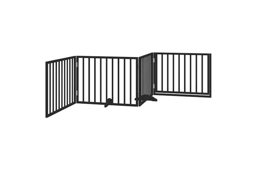 Vidaxl Dog Gate With Door Foldable 4 Panels Black 320 Cm Poplar Wood Vidaxl Dog Gate With Door Foldable 4 Panels Black 320 Cm Poplar Wood
