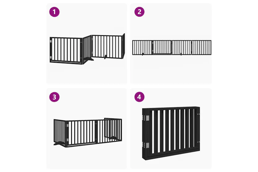 Vidaxl Dog Gate With Door Foldable 4 Panels Black 320 Cm Poplar Wood Vidaxl Dog Gate With Door Foldable 4 Panels Black 320 Cm Poplar Wood
