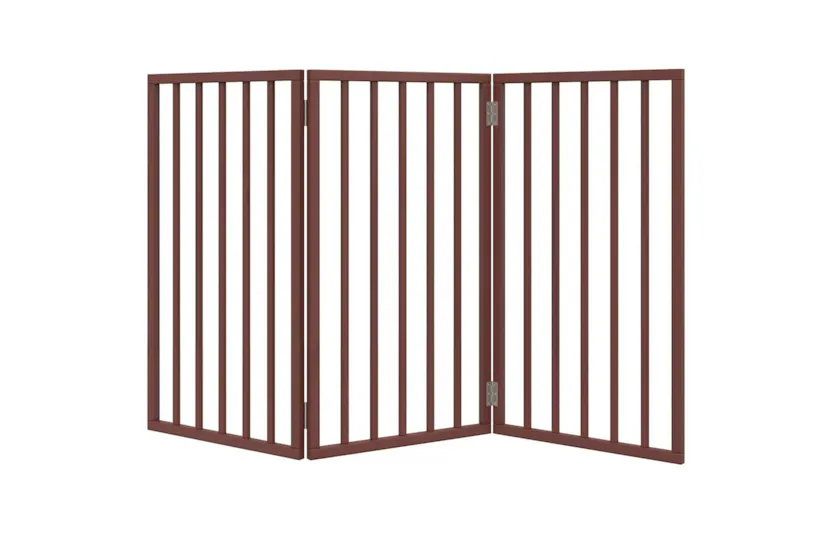 Vidaxl Dog Gate Foldable 3 Panels Brown 150 Cm Poplar Wood Vidaxl Dog Gate Foldable 3 Panels Brown 150 Cm Poplar Wood