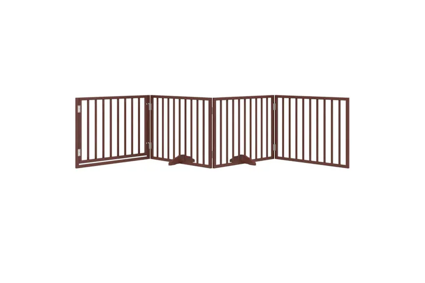Vidaxl Dog Gate With Door Foldable 4 Panels Brown 320 Cm Poplar Wood Vidaxl Dog Gate With Door Foldable 4 Panels Brown 320 Cm Poplar Wood