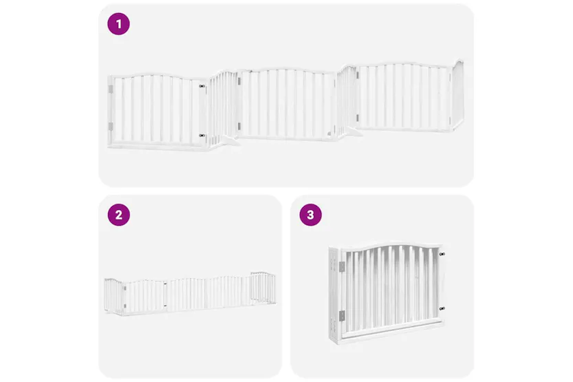 Vidaxl Dog Gate With Door Foldable 6 Panels White 480 Cm Poplar Wood Vidaxl Dog Gate With Door Foldable 6 Panels White 480 Cm Poplar Wood