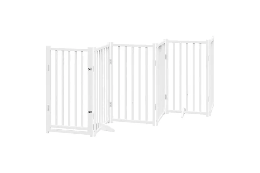 Vidaxl Dog Gate With Door Foldable 9 Panels White 450 Cm Poplar Wood Vidaxl Dog Gate With Door Foldable 9 Panels White 450 Cm Poplar Wood