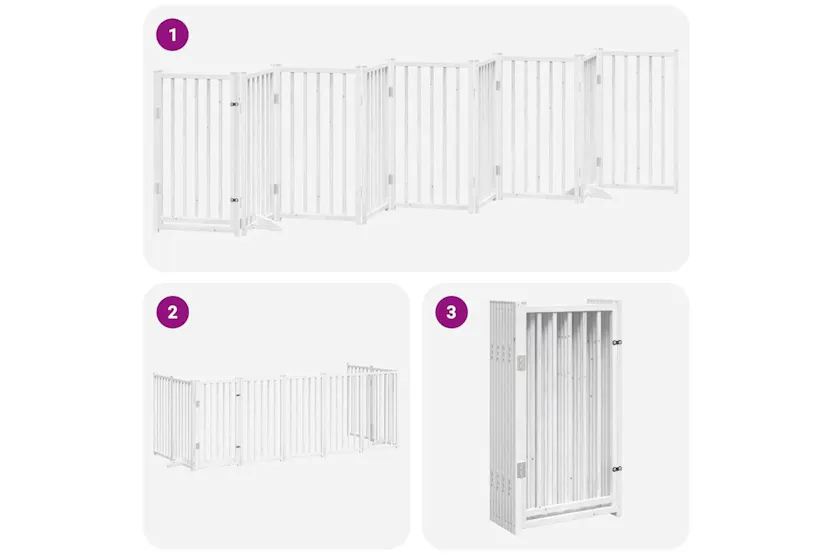 Vidaxl Dog Gate With Door Foldable 9 Panels White 450 Cm Poplar Wood Vidaxl Dog Gate With Door Foldable 9 Panels White 450 Cm Poplar Wood