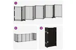 Vidaxl Dog Gate With Door Foldable 9 Panels Black 450 Cm Poplar Wood Vidaxl Dog Gate With Door Foldable 9 Panels Black 450 Cm Poplar Wood