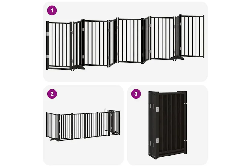 Vidaxl Dog Gate With Door Foldable 9 Panels Black 450 Cm Poplar Wood Vidaxl Dog Gate With Door Foldable 9 Panels Black 450 Cm Poplar Wood