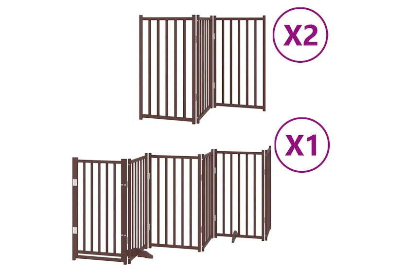 Vidaxl Dog Gate With Door Foldable 12 Panels Brown 600 Cm Poplar Wood Vidaxl Dog Gate With Door Foldable 12 Panels Brown 600 Cm Poplar Wood