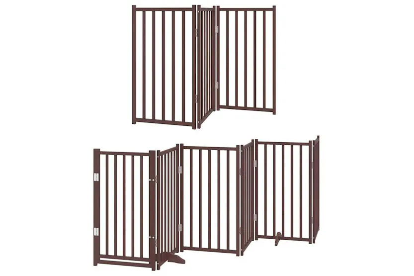 Vidaxl Dog Gate With Door Foldable 12 Panels Brown 600 Cm Poplar Wood Vidaxl Dog Gate With Door Foldable 12 Panels Brown 600 Cm Poplar Wood