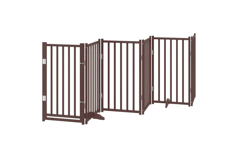 Vidaxl Dog Gate With Door Foldable 12 Panels Brown 600 Cm Poplar Wood Vidaxl Dog Gate With Door Foldable 12 Panels Brown 600 Cm Poplar Wood