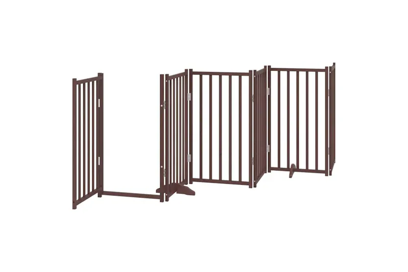 Vidaxl Dog Gate With Door Foldable 12 Panels Brown 600 Cm Poplar Wood Vidaxl Dog Gate With Door Foldable 12 Panels Brown 600 Cm Poplar Wood