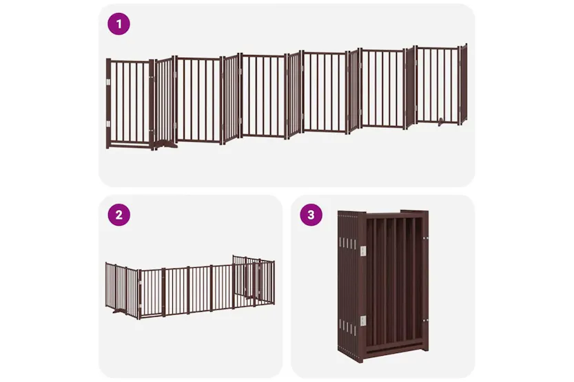 Vidaxl Dog Gate With Door Foldable 12 Panels Brown 600 Cm Poplar Wood Vidaxl Dog Gate With Door Foldable 12 Panels Brown 600 Cm Poplar Wood