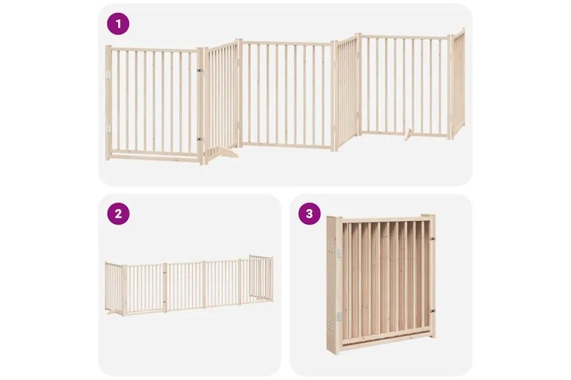 Vidaxl Dog Gate With Door Foldable 6 Panels 480 Cm Poplar Wood Vidaxl Dog Gate With Door Foldable 6 Panels 480 Cm Poplar Wood
